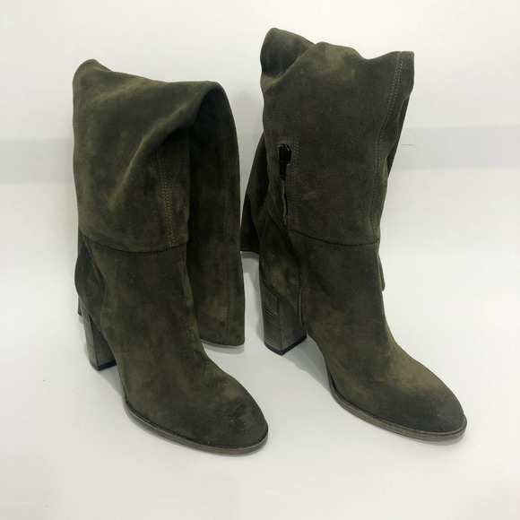 Free People Dakota Tall Boot Over The Knee Slouch Moss Green Suede EU 39 US 9 - Picture 5 of 13